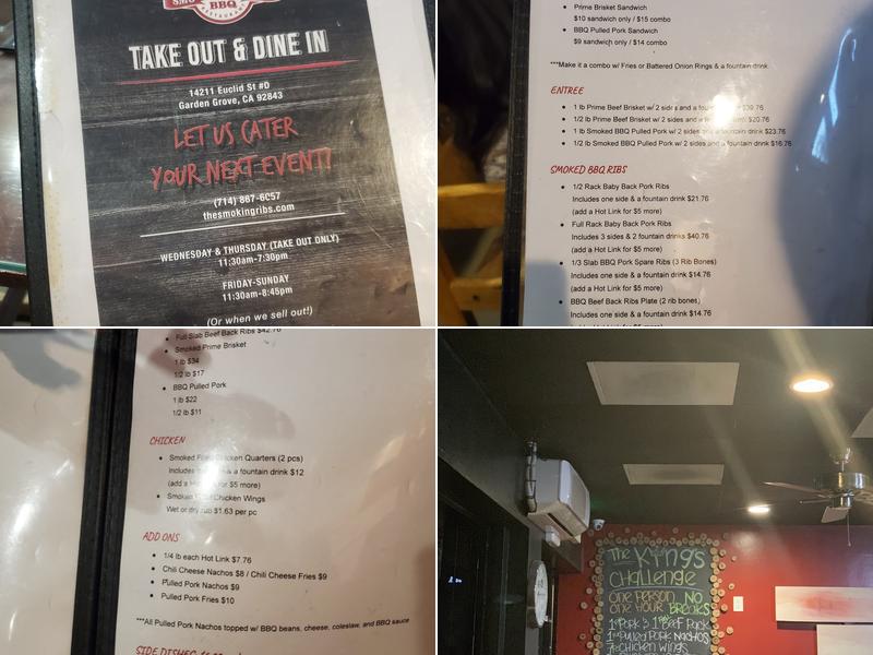 The Smoking Ribs Menu