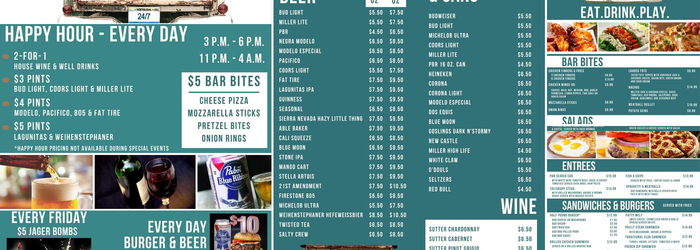 The Tailgater Tavern Menu