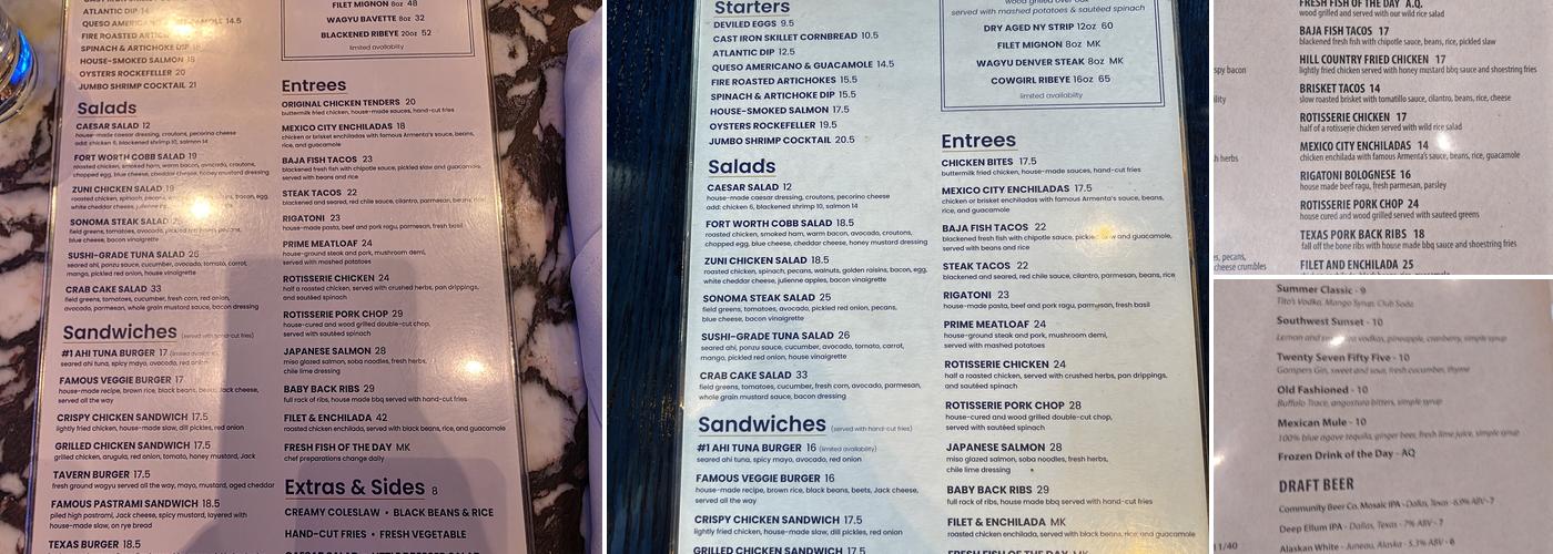 Tavern Menu