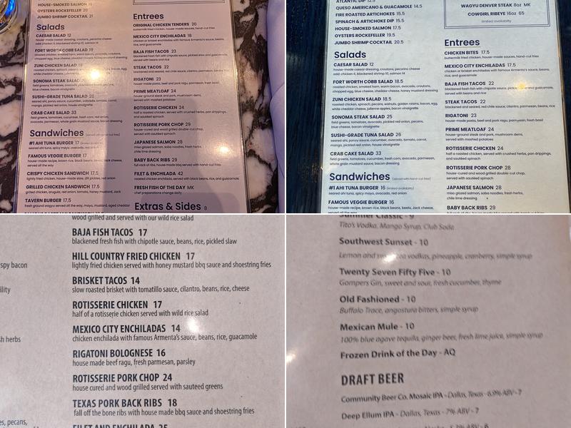 Tavern Menu