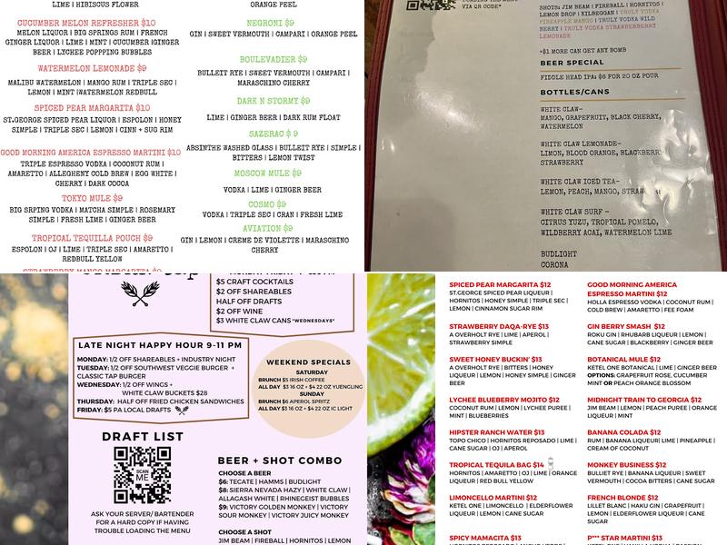 The Urban Tap Menu