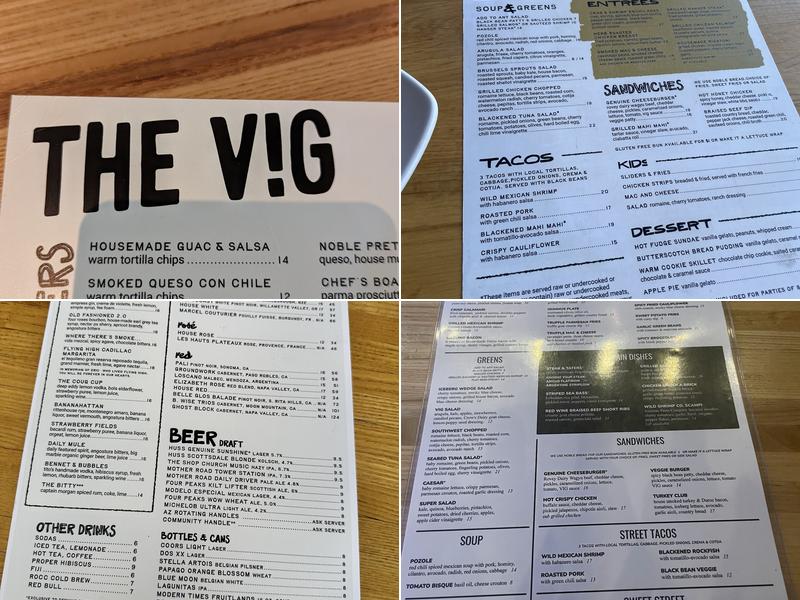 The Vig Menu
