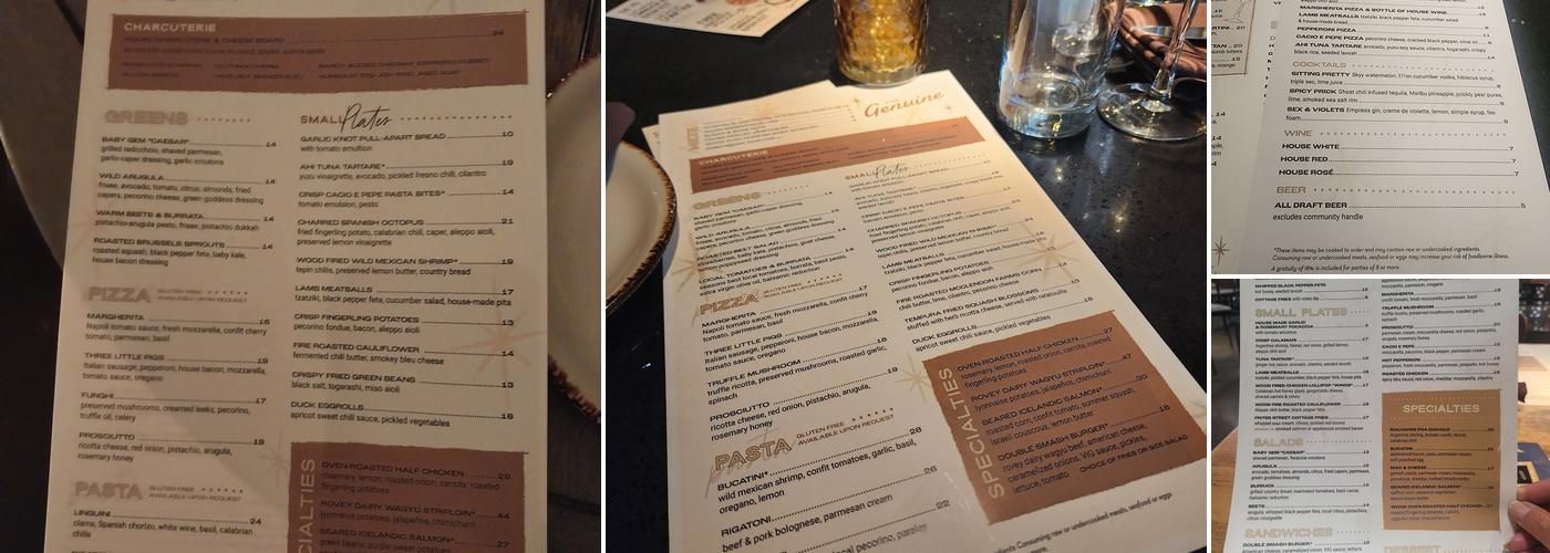 The Genuine Menu