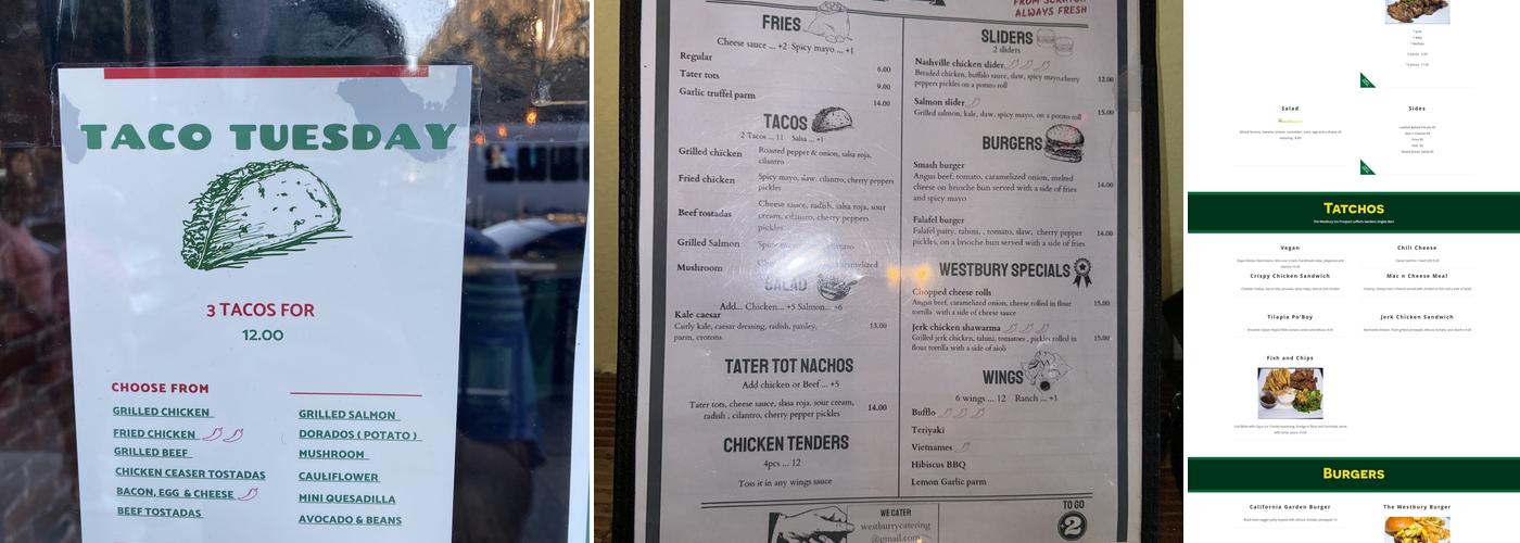 The Westbury Inn Menu