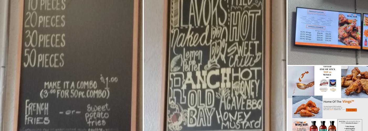 The Wing Bar ATL Menu