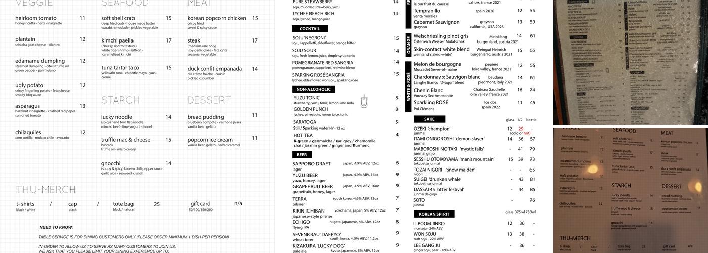 Thursday Kitchen Menu