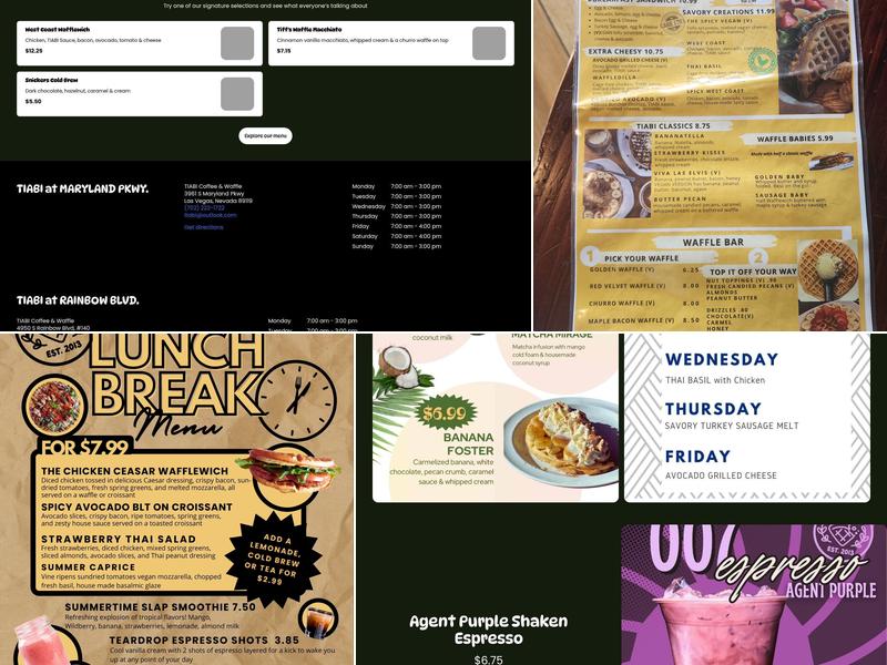 TIABI Coffee & Waffle Menu