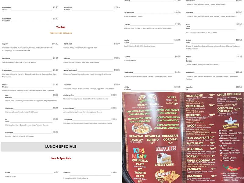 Taqueria Tepito Menu