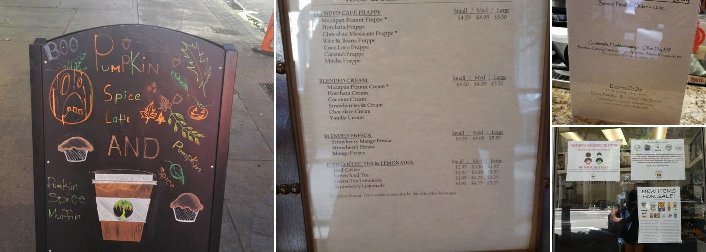 Tierra Mia Coffee Menu