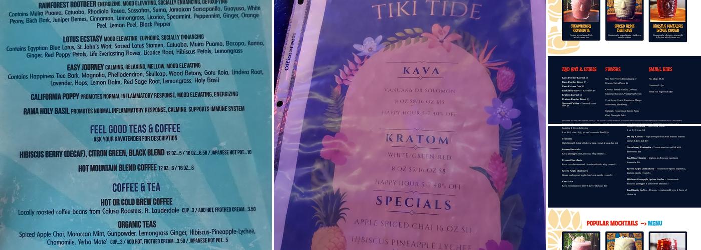 Tiki Tide Kava Menu