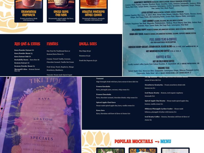 Tiki Tide Kava Menu