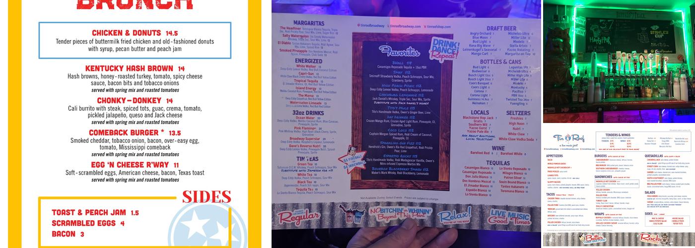 Tin Roof Menu