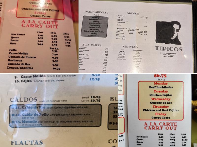 Tipico's Menu