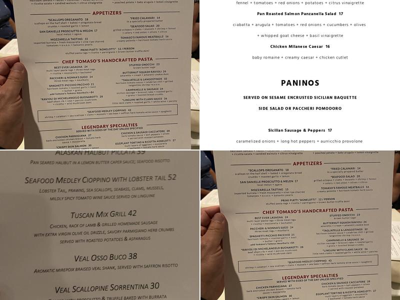 Tomaso's on Camelback Menu