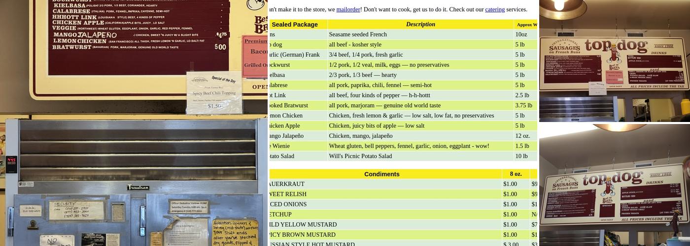 Top Dog Menu