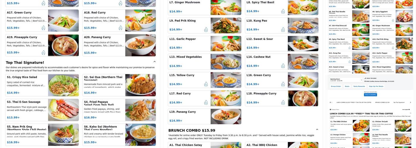Top Thai Cuisine Menu