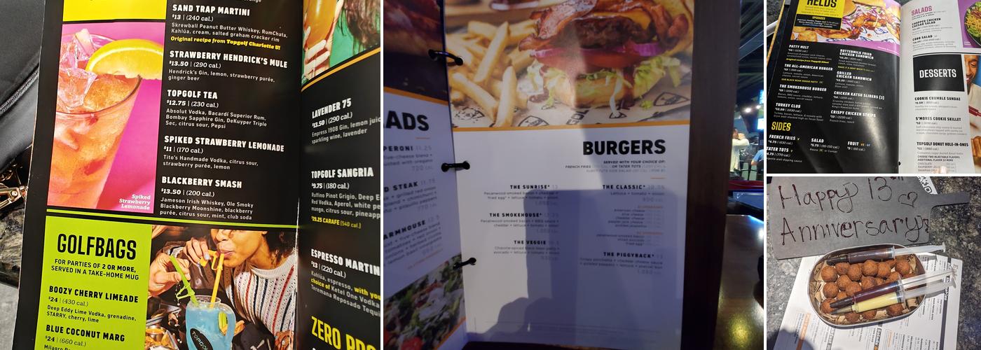 Topgolf Menu