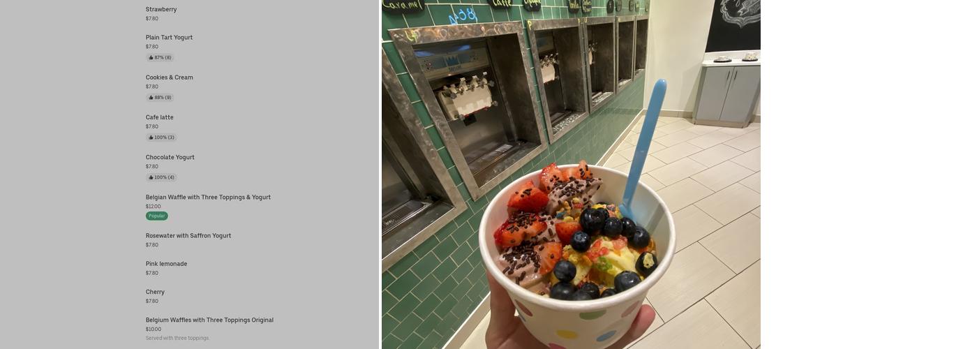 Toppings Yogurt Menu