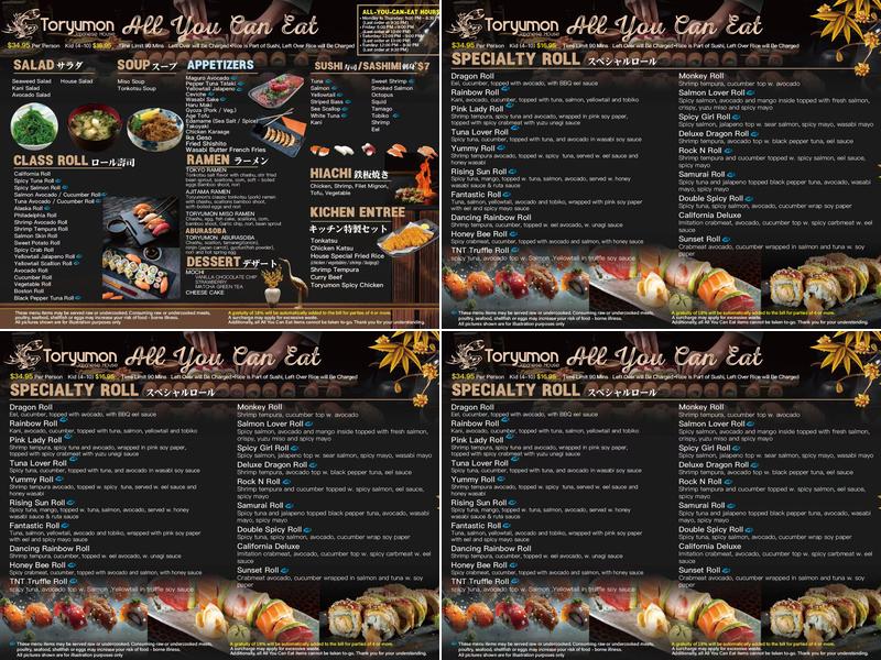 Toryumon Japanese house Menu