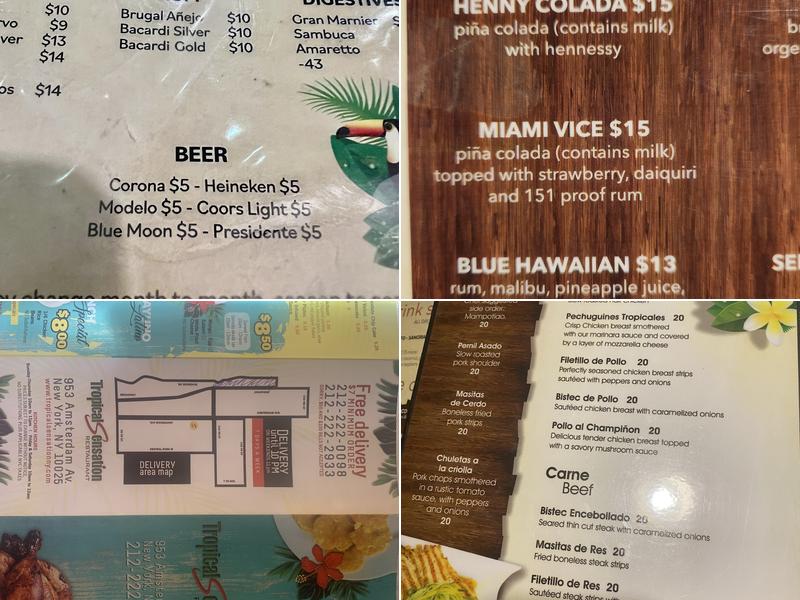 Tropical Sensation Menu