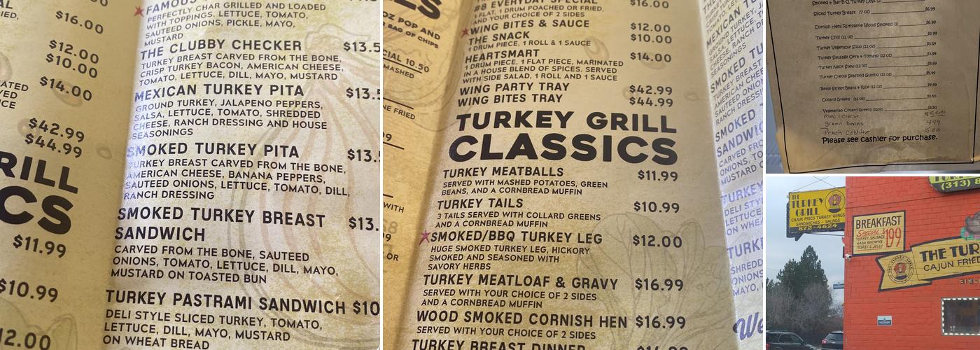 The Turkey Grill Menu
