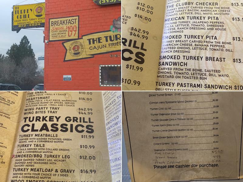 The Turkey Grill Menu