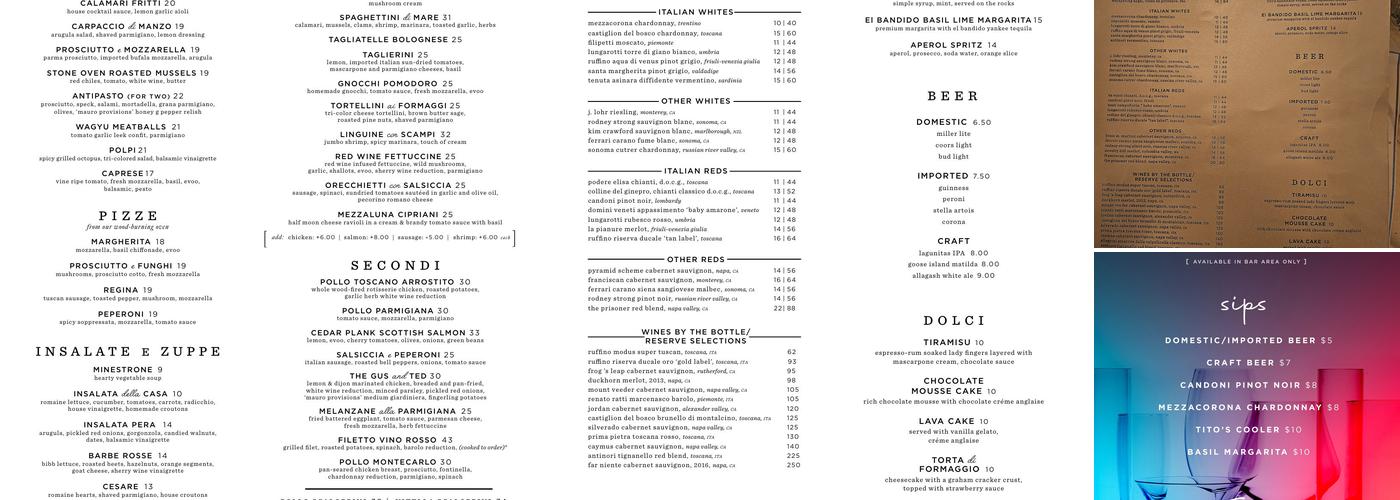 Tuscany on Taylor Menu