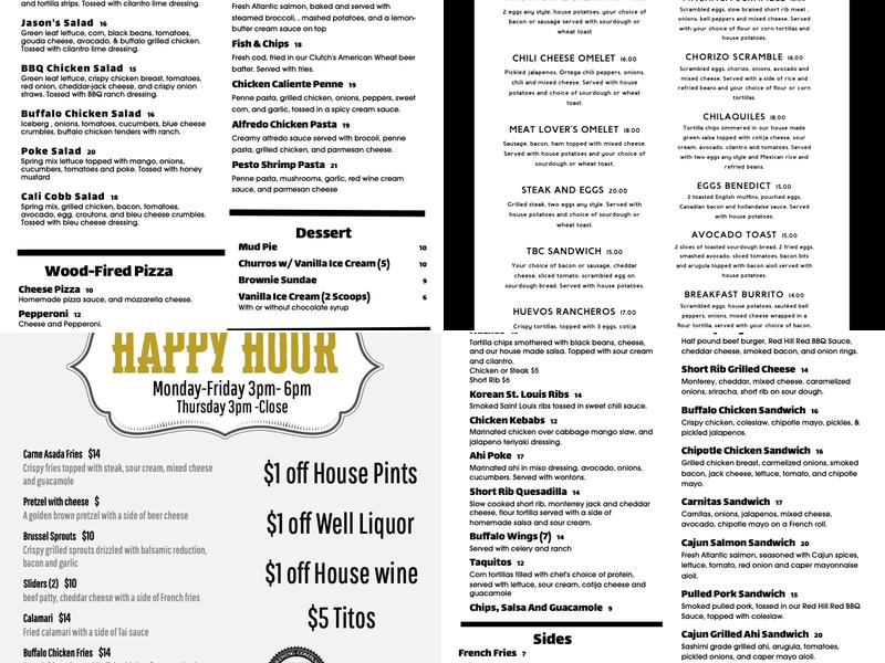 Tustin Brewing Co Menu