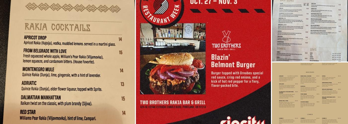 Two Brothers Rakia Bar + Grill Menu