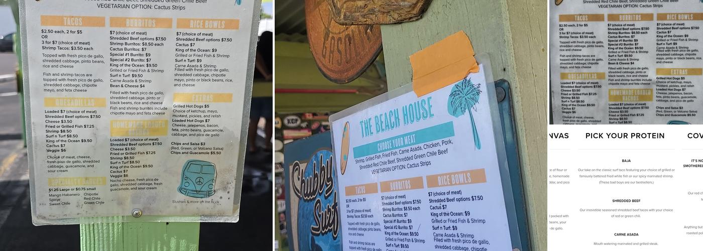 The Beach House Menu