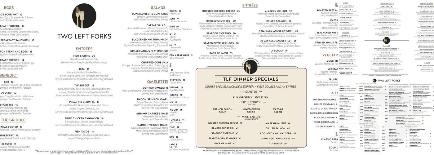 Two Left Forks Menu