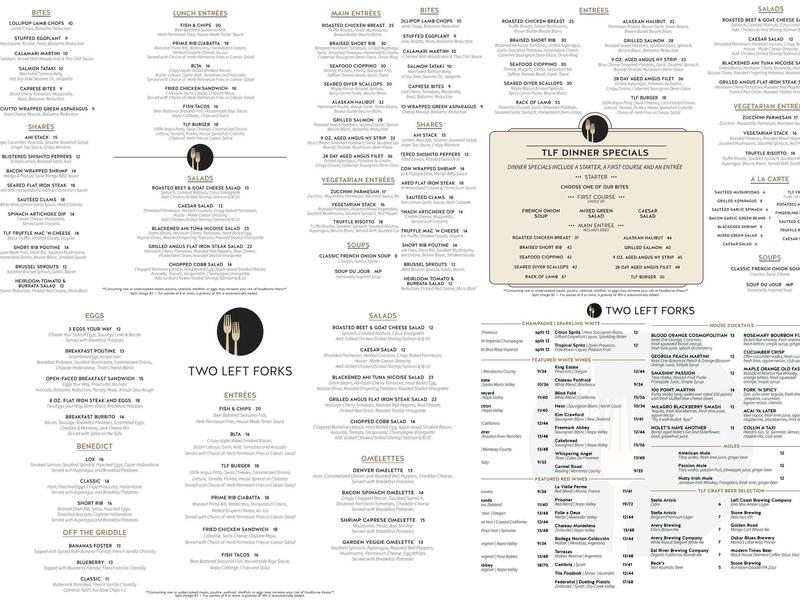 Two Left Forks Menu