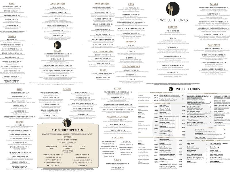 Two Left Forks Menu
