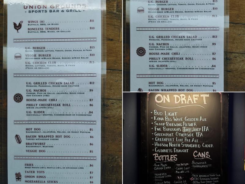 Union Grounds Menu