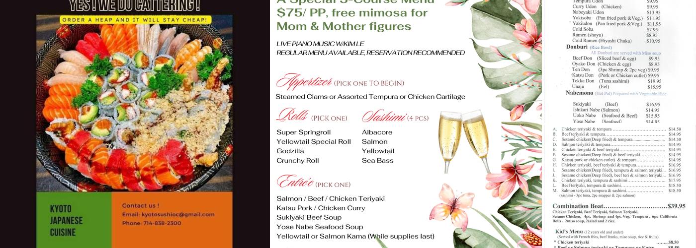 Kyoto Japanese Cuisine Menu