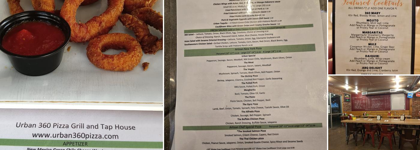 Urban 360 Pizza, Grill and Tap House Menu