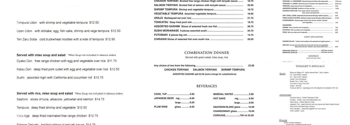 Uzen Menu