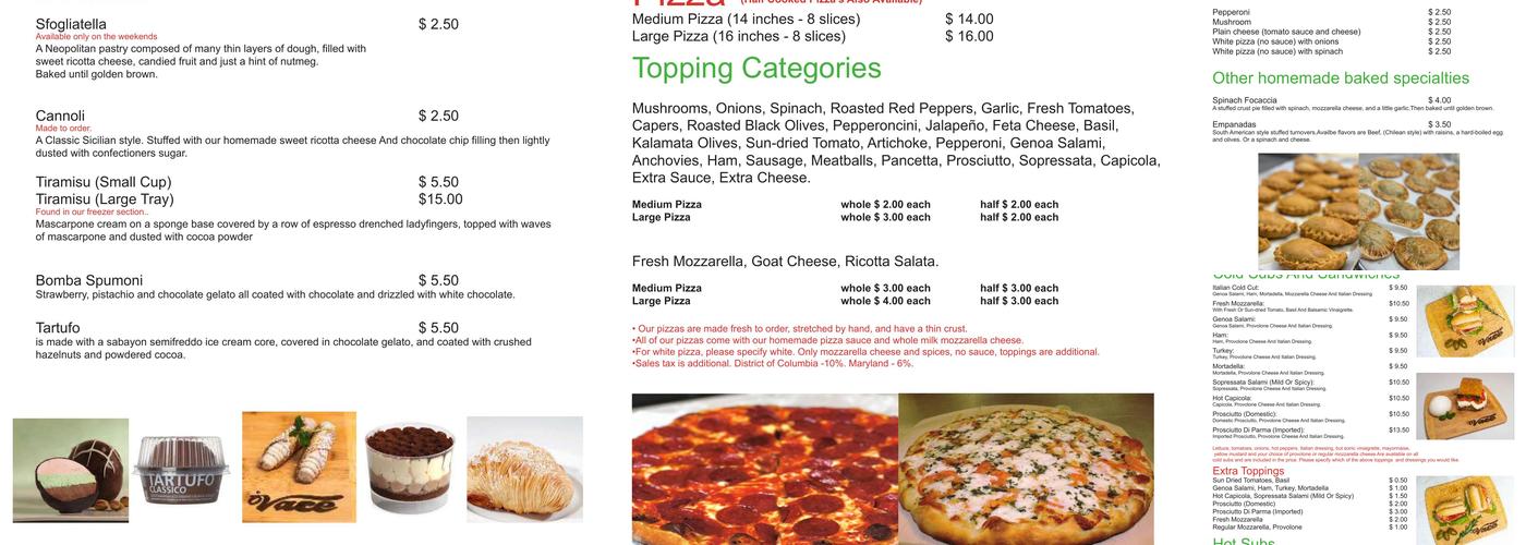Vace Italian Delicatessen Menu