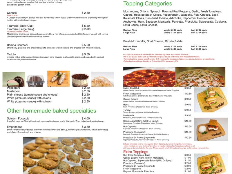 Vace Italian Delicatessen Menu