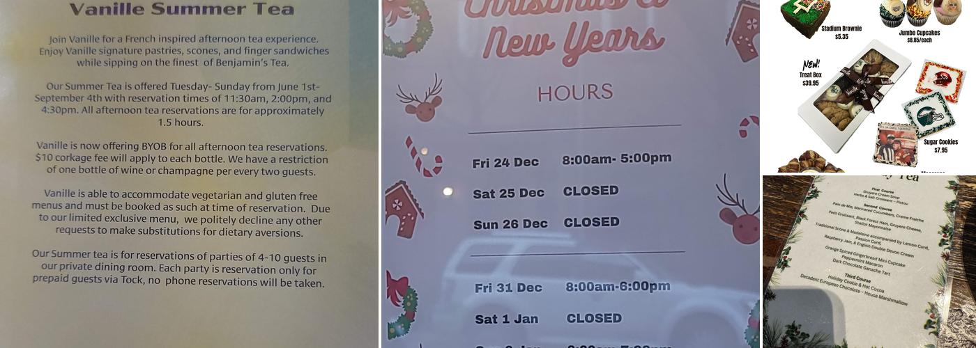 Vanille Patisserie Menu