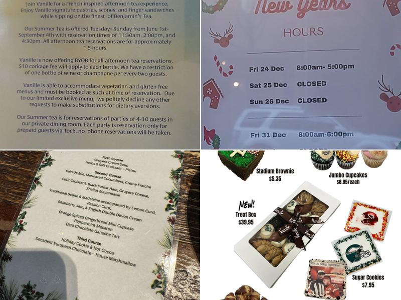 Vanille Patisserie Menu