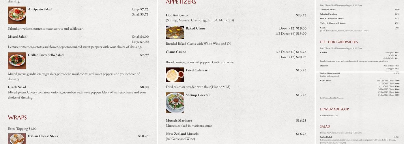 The Original Venice Restaurant Menu