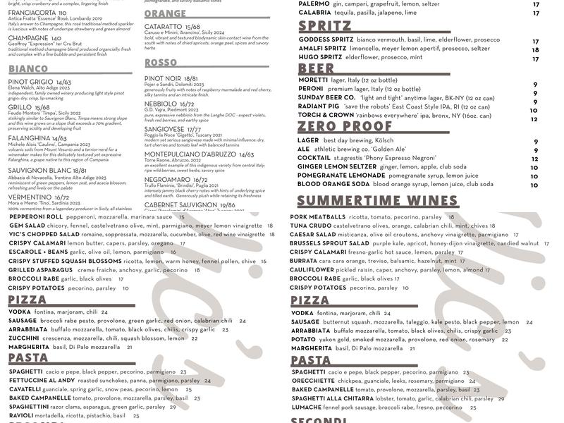 Vic's Menu