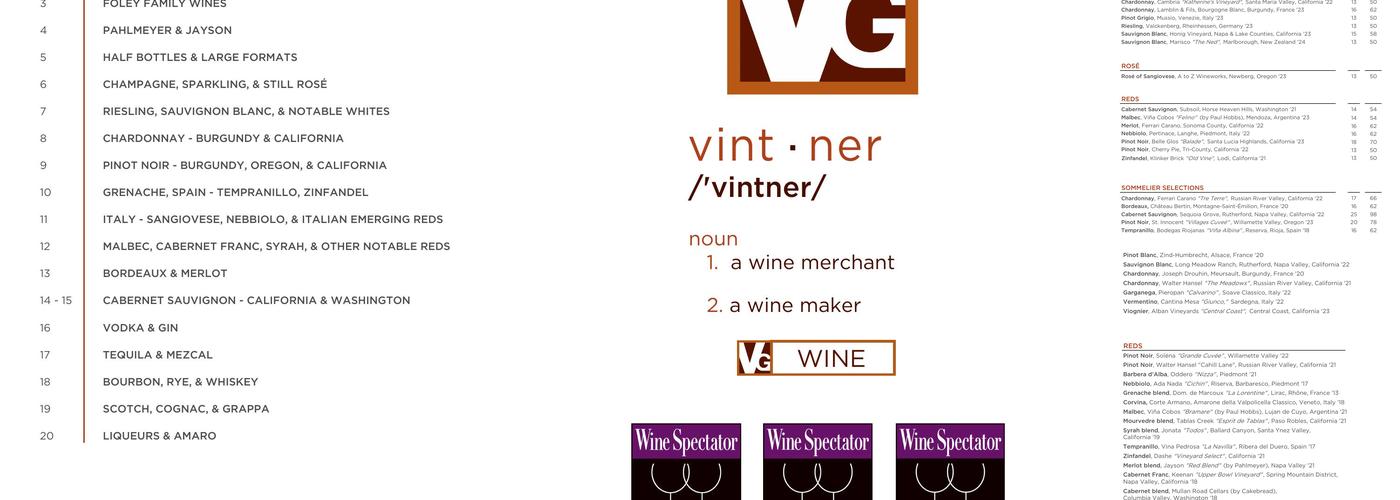 Vintner Grill Menu