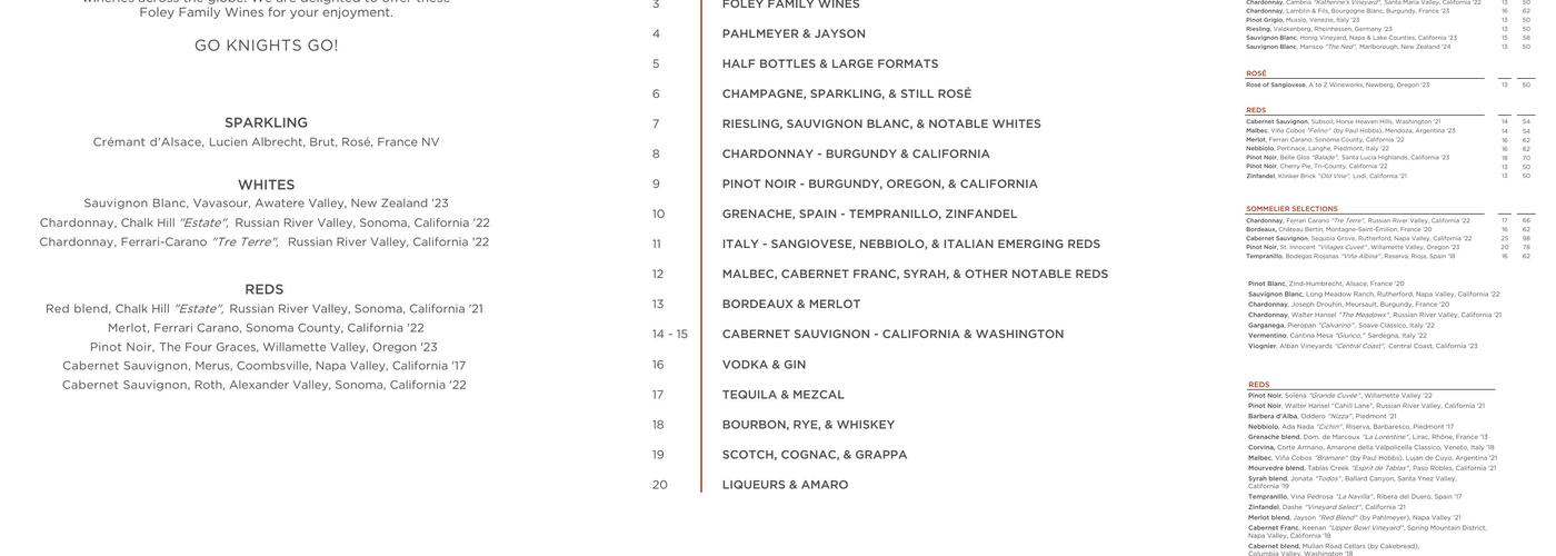 Vintner Grill Menu