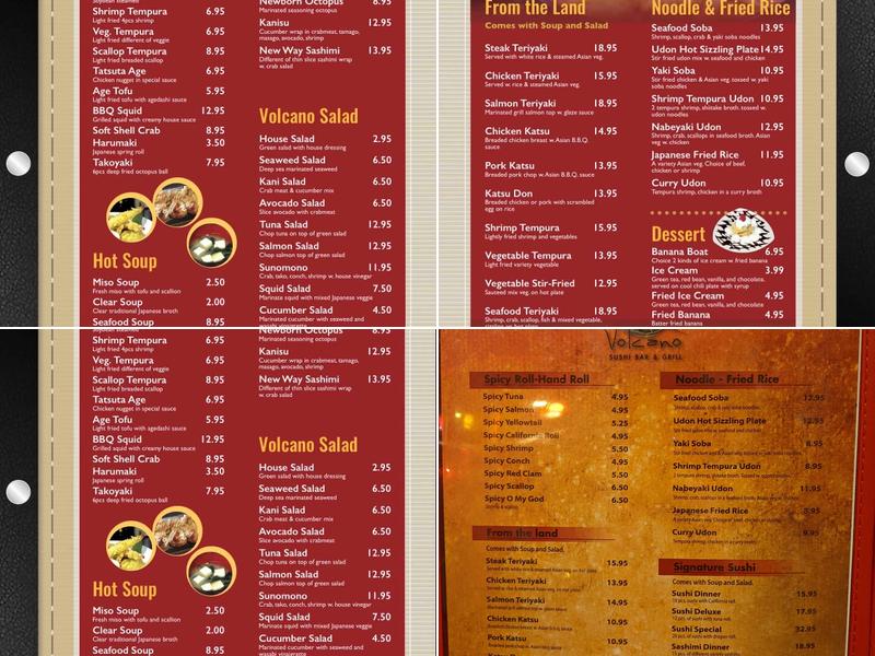 Volcano Sushi Bar ( General Booth ) Menu