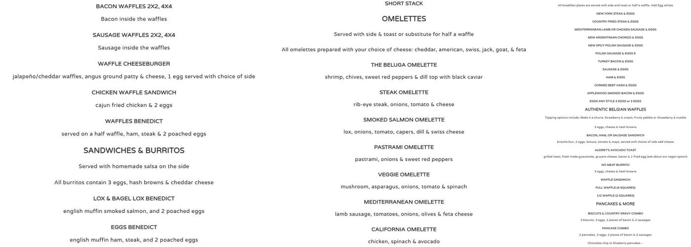 & Waffles Menu
