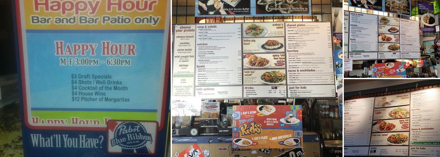 Wahoo's Fish Taco Menu
