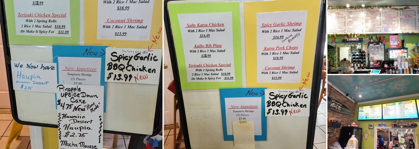 Waikikie Hawaiian BBQ Menu