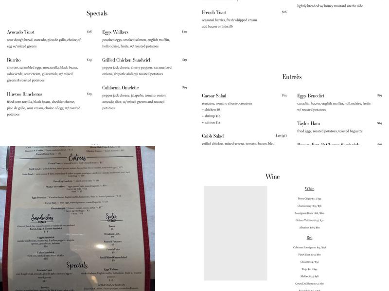 Walker's Menu